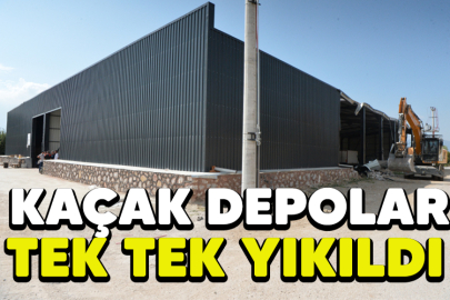Tarım arazisine inşa edilen kaçak depo yıkıldı