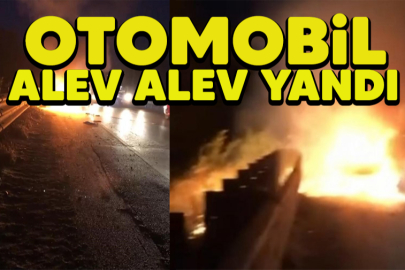 Otomobil motor kısmından alev aldı