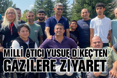 Milli atıcı Yusuf Dikeç'ten gazilere moral ziyareti