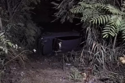 Bursa'da, dere yatağına devrilen otomobilin sürücüsü yaralandı