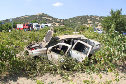 Kavşaktan çıkan otomobile çarpmamak için manevra yapınca tarlaya yuvarlandı