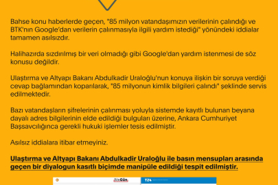 '85 milyon kişinin verilerinin çalındığı' iddiasına yalanlama