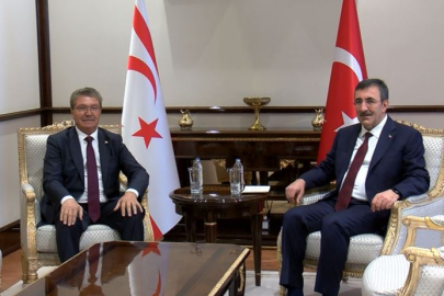 Cumhurbaşkanı Yardımcısı Yılmaz, KKTC Başbakanı Üstel ile bir araya geldi