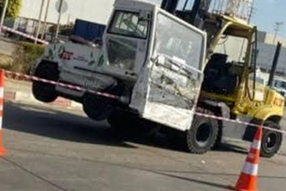 Havalimanında forkliftin çarptığı kadın ağır yaralandı