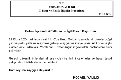 Gebze'de apartmanda doğal gaz kaynaklı patlama; 8 yaralı
