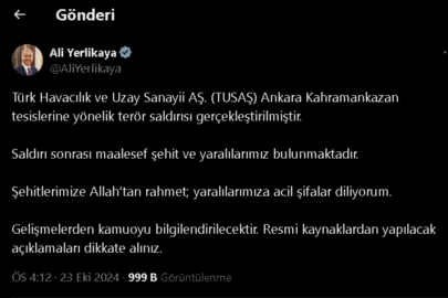 Bakan Yerlikaya: TUSAŞ tesislerine terör saldırısı gerçekleştirildi
