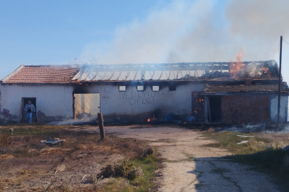 Anız yangını depoya sıçradı, 15 ton buğday ve 500 saman balyası kül oldu