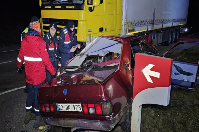 Tır'la çarpışan otomobilin sürücüsü öldü