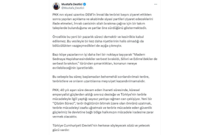 Destici: Yeni bir 'çözüm süreci', terör örgütünün bitmek üzere olan ömrünü uzatmaktır