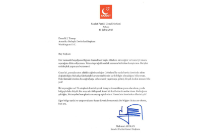 Saadet Partisi Başkanı Arıkan’dan ABD Başkanı Trump’a mektup