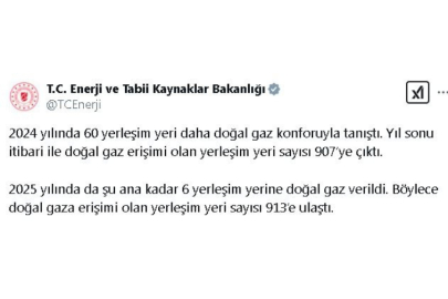 Doğal Gaza Erişimi Olan Yerleşim Yeri Sayısı 913’e Ulaştı