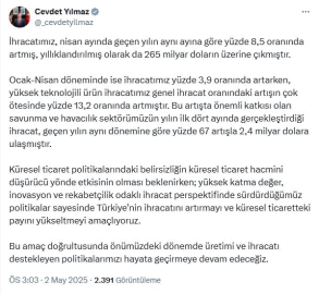 Cevdet Yılmaz: Türkiye'nin küresel ticaretteki payını yükseltmeyi amaçlıyoruz