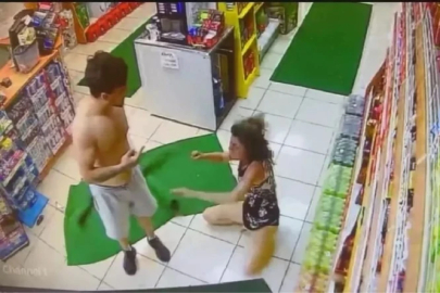 Akaryakıt istasyonunda dehşet! Kadını yere yatırıp defalarca yumrukladı