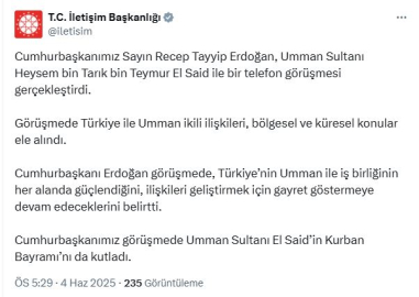 Cumhurbaşkanı Erdoğan, Umman Sultanı El Said ile görüştü