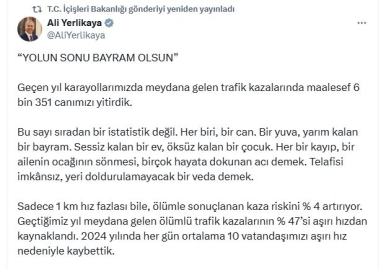 Bakan Yerlikaya: Her gün ortalama 10 vatandaşımızı aşırı hız nedeniyle kaybettik