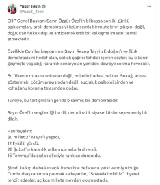 Bakan Tekin: Özel'in açıklamaları, doğrudan hukuk dışı