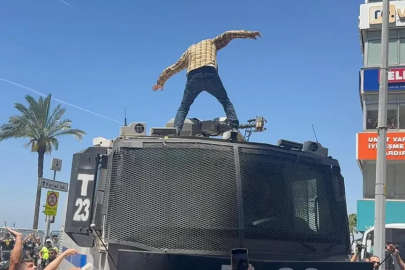 İzmir'de TOMA'nın üstüne çıkmıştı, tutuklandı!