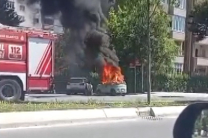 Beylikdüzü'nde elektrikli otomobilde çıkan yangın söndürüldü