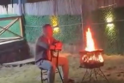 Bursa’da Yaktığı ateşte patlama oldu; o anlar kamerada