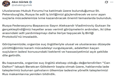 Bakan Gürlek: İade taleplerimizi Rus makamlarına bildirdik