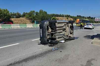 Takla atan otomobilin sürücüsü yaralandı