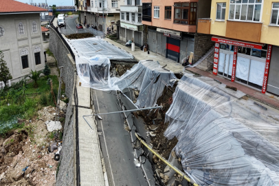 Rize’de çöken yolda önlem