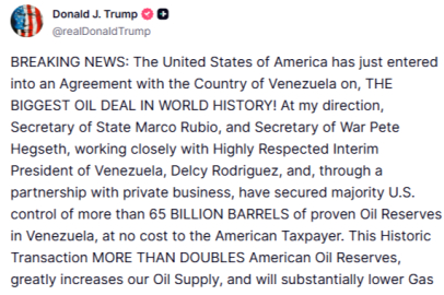 Trump’tan Venezuela ile dev petrol anlaşması açıklaması