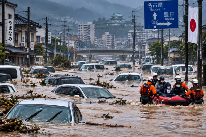 Japonya’yı sel vurdu: 23 yaralı, 200 araç sular altında