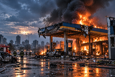 Kiev’de petrol istasyonlarına İHA saldırısı: 1 kişi öldü, 7 kişi yaralandı