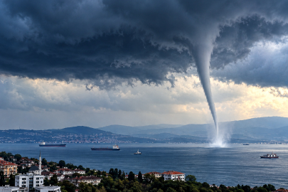 İstanbul’dan Yalova semalarında hortum görüntülendi